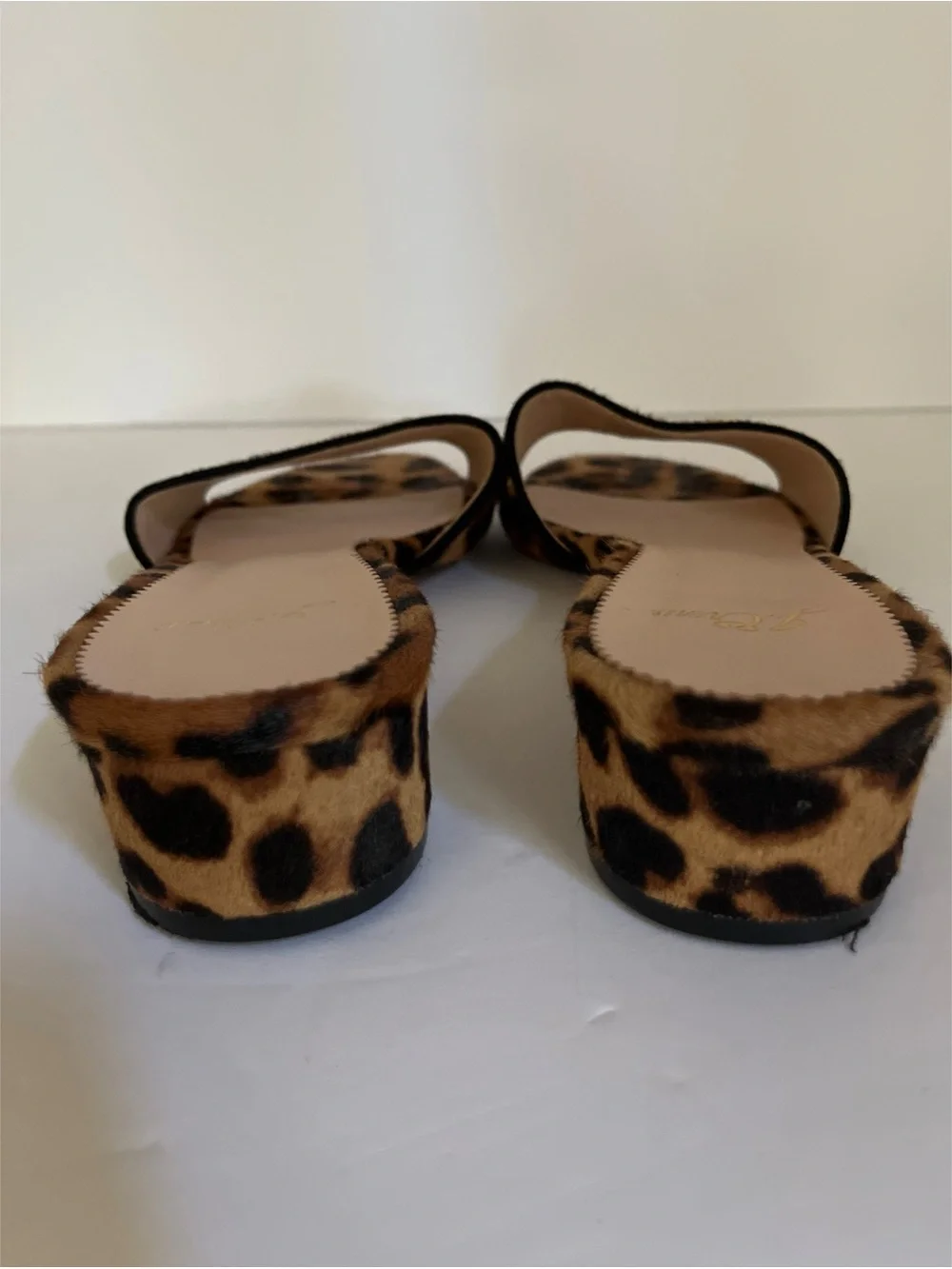 J Crew Florence Block Heel Mules Leopard Print Calf Hair Women’s Size 8.5